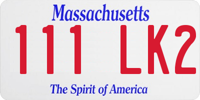 MA license plate 111LK2