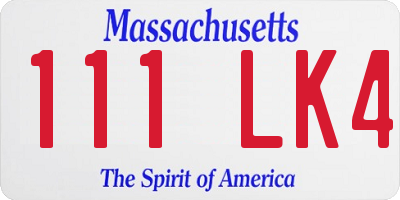 MA license plate 111LK4