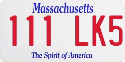 MA license plate 111LK5