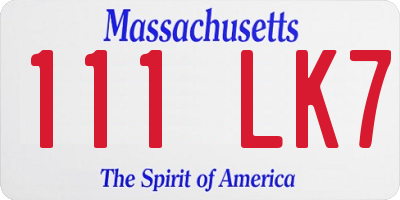 MA license plate 111LK7