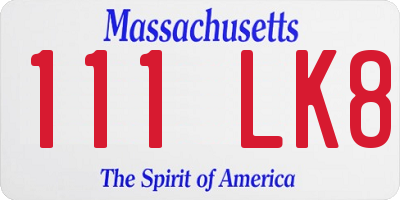 MA license plate 111LK8