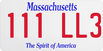MA license plate 111LL3