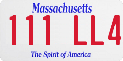 MA license plate 111LL4