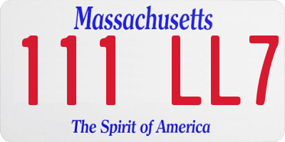 MA license plate 111LL7