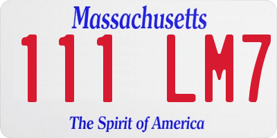 MA license plate 111LM7