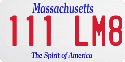 MA license plate 111LM8