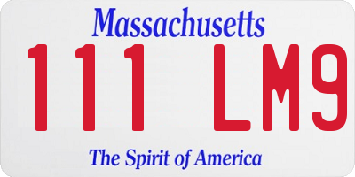 MA license plate 111LM9