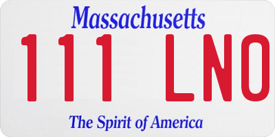 MA license plate 111LN0