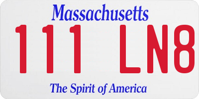 MA license plate 111LN8