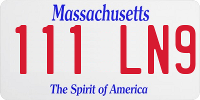 MA license plate 111LN9