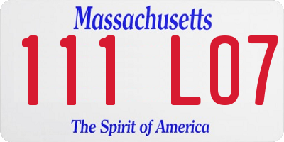 MA license plate 111LO7