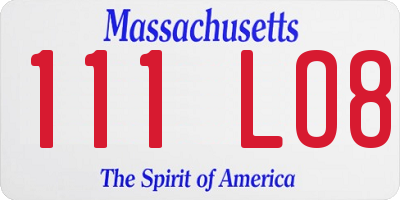 MA license plate 111LO8