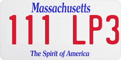 MA license plate 111LP3