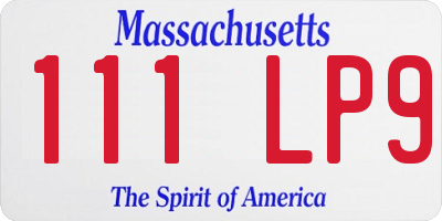 MA license plate 111LP9
