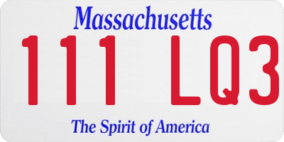 MA license plate 111LQ3