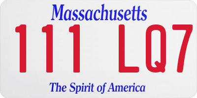 MA license plate 111LQ7