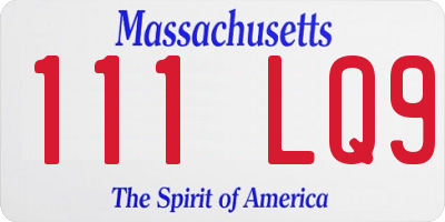 MA license plate 111LQ9