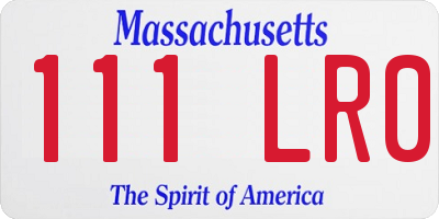 MA license plate 111LR0