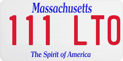 MA license plate 111LT0