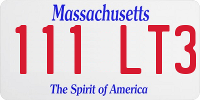 MA license plate 111LT3