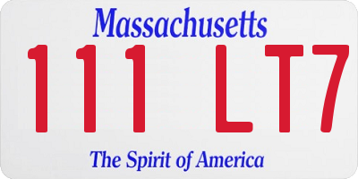 MA license plate 111LT7