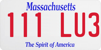 MA license plate 111LU3
