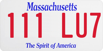 MA license plate 111LU7