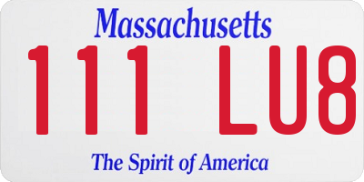 MA license plate 111LU8