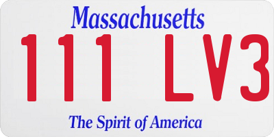 MA license plate 111LV3