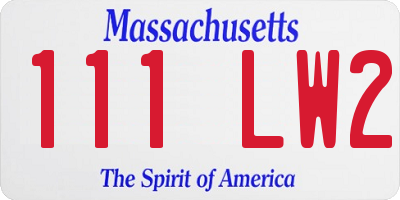 MA license plate 111LW2