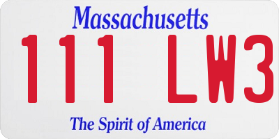 MA license plate 111LW3