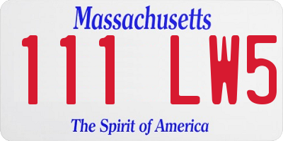 MA license plate 111LW5