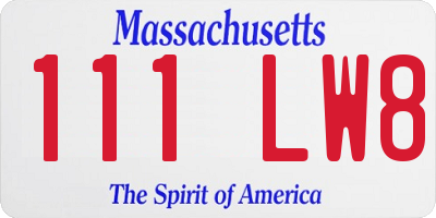 MA license plate 111LW8