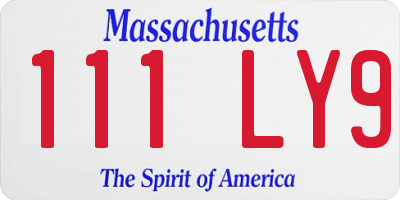 MA license plate 111LY9