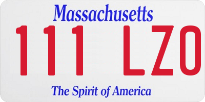 MA license plate 111LZ0