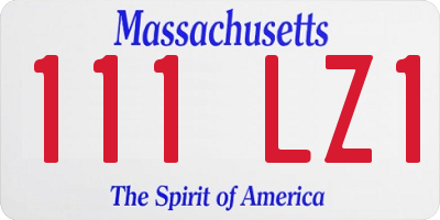 MA license plate 111LZ1