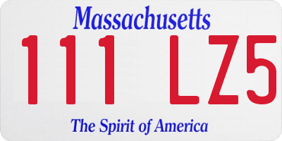 MA license plate 111LZ5