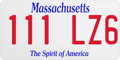 MA license plate 111LZ6