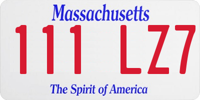 MA license plate 111LZ7