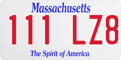 MA license plate 111LZ8