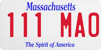 MA license plate 111MA0