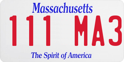 MA license plate 111MA3