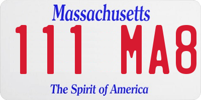 MA license plate 111MA8