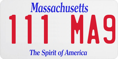 MA license plate 111MA9