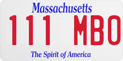 MA license plate 111MB0