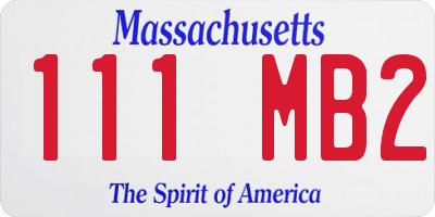 MA license plate 111MB2