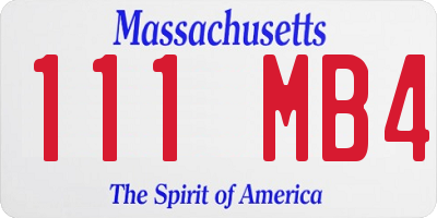 MA license plate 111MB4