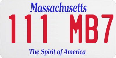 MA license plate 111MB7