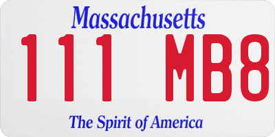 MA license plate 111MB8