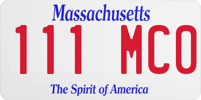 MA license plate 111MC0